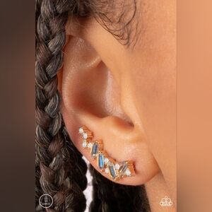 Paparazzi Gold and Iridescent Blue Earrings